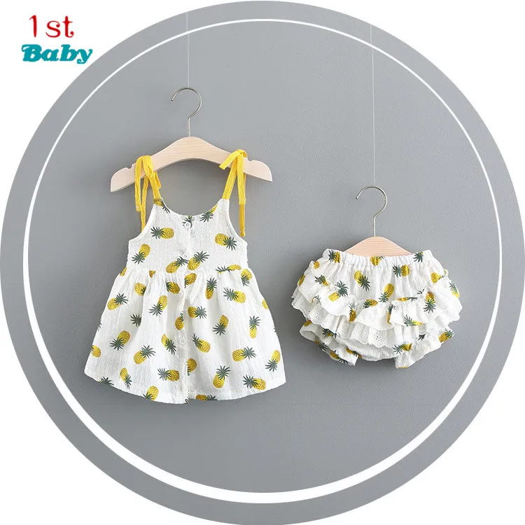 Детская одежда комплект для девочек 2017 г. Летний новый костюм на бретельках