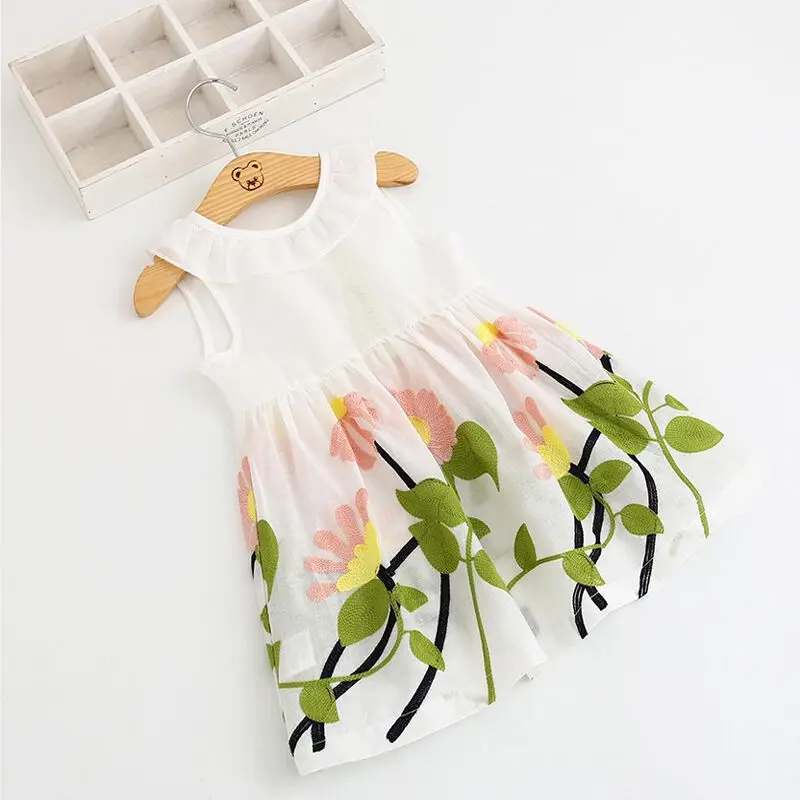 2019 Brand Toddler Kids Baby Girls Princess Tutu Dress Floral Ruffle Sleeveless Pageant Wedding Party Sundress Fashion Clothes | Детская