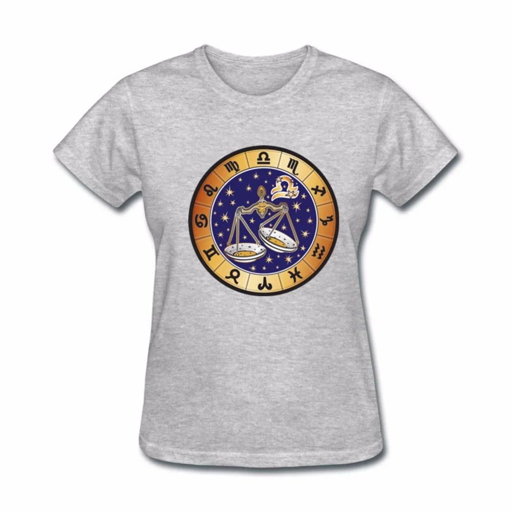 Дропшиппинг весы круглый знак зодиака футболка Для женщин camiseta Изделие из хлопка