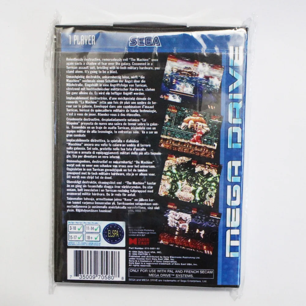 Игровой картридж Mega Turrican 16 бит MD игровая карта с розничной коробкой для Sega Drive |