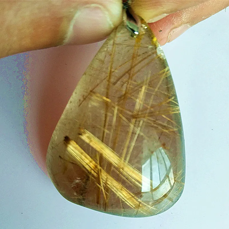 AAAAA + натуральный Золотой Рутиловый Подвеска из кварцевого кристалла actinolite