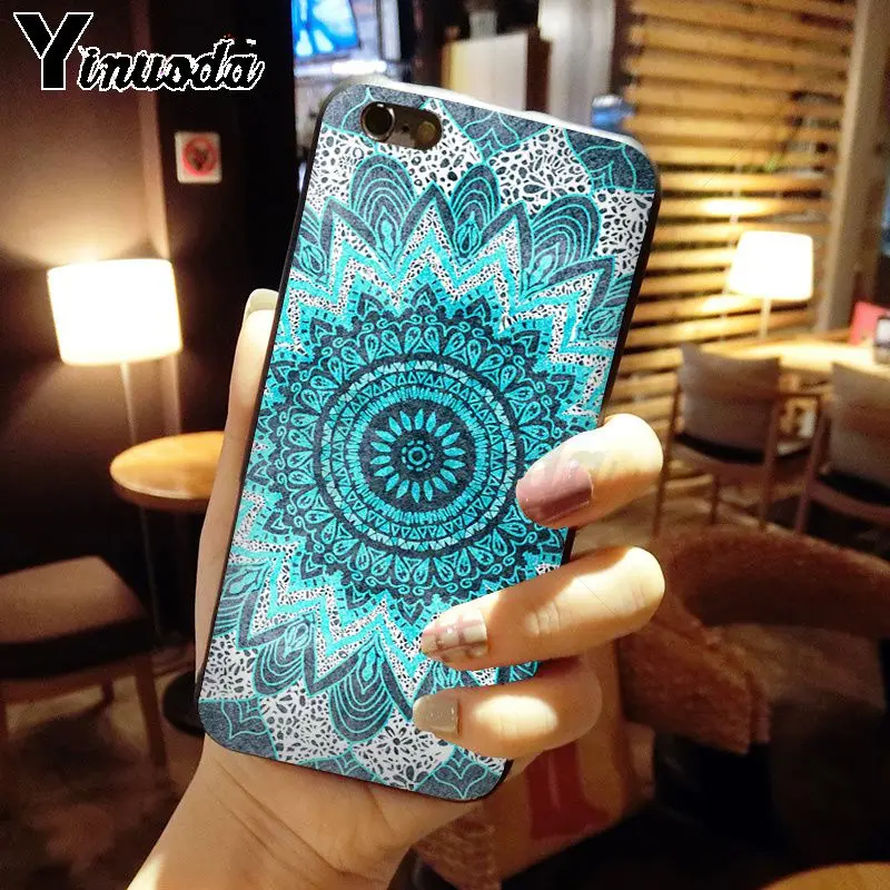 Yinuoda синяя Золотая мандала цветок мечта колесики чехол для телефона Fundas iPhone X XS MAX 6