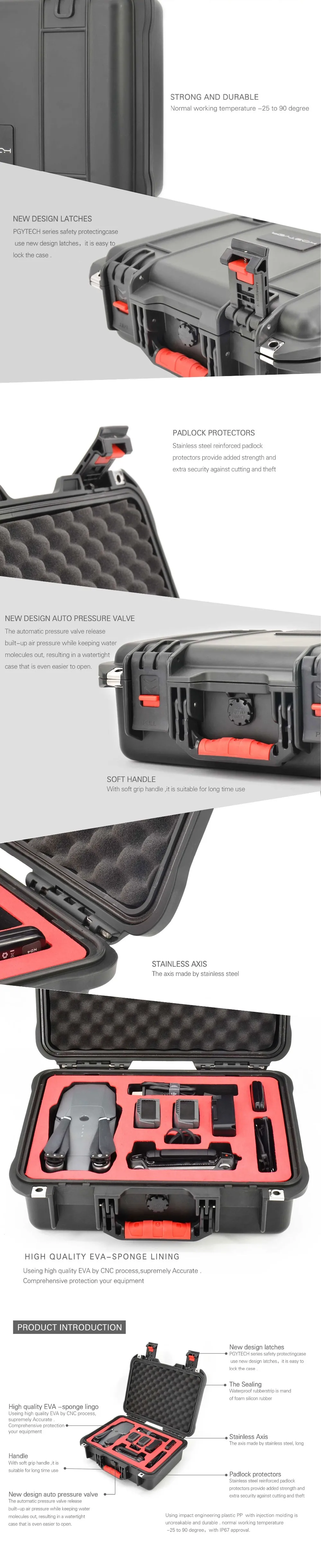 PGYTECH защитный чехол для переноски для DJI Mavic Pro& Platinum Drone аксессуары водонепроницаемый жесткий EVA пена сумка Fpv RC запчасти