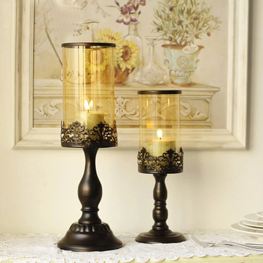 Розовая Свеча фонарь европейский Железный украшение Рождество Tealight люстры