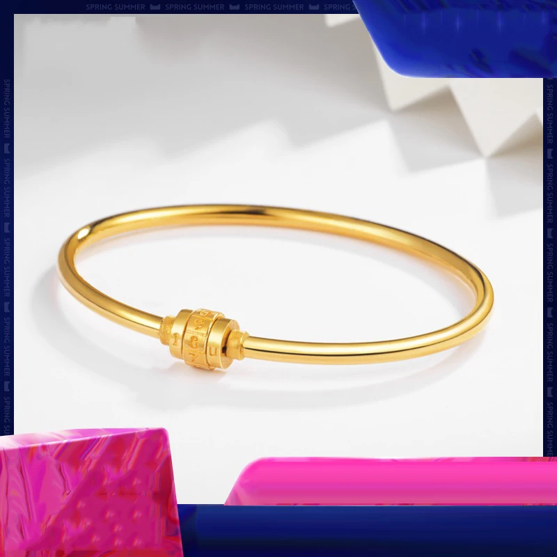 HMSS 24K браслет из чистого золота Настоящее 999 цельный золотой браслет высококлассный красивый романтический, модный Классический ювелирный браслет Лидер продаж Новинка
