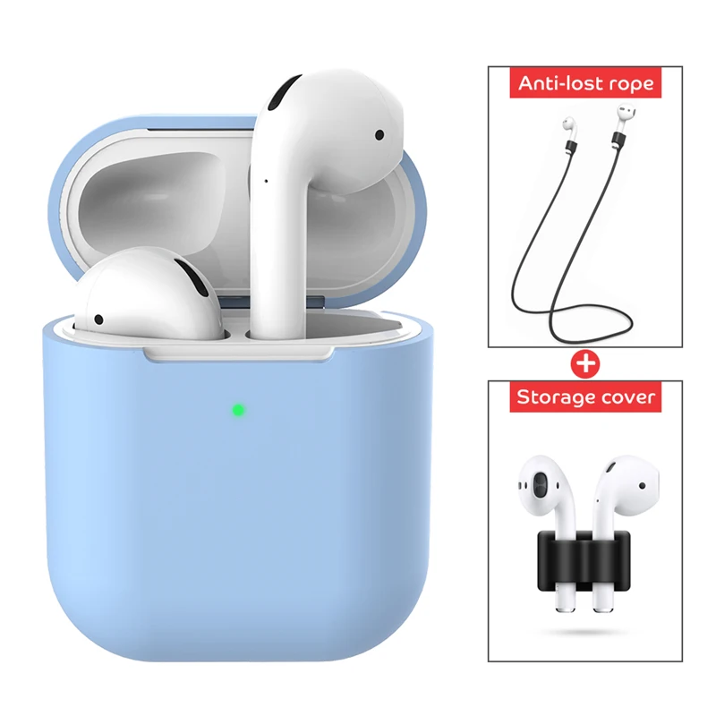 Ударопрочный чехол для Airpods 2 мягкий силиконовый с защитой от потери веревки Apple