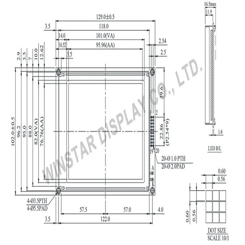 Монохромный графический ЖК дисплей WINSTAR WG160128B с матрицей 160x128 модуль дисплея