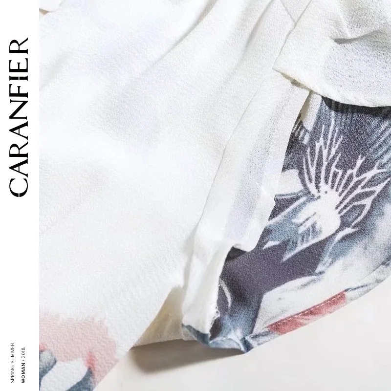 CARANFIER с принтом платье цветочным рисунком Для женщин летние пикантные глубокий v