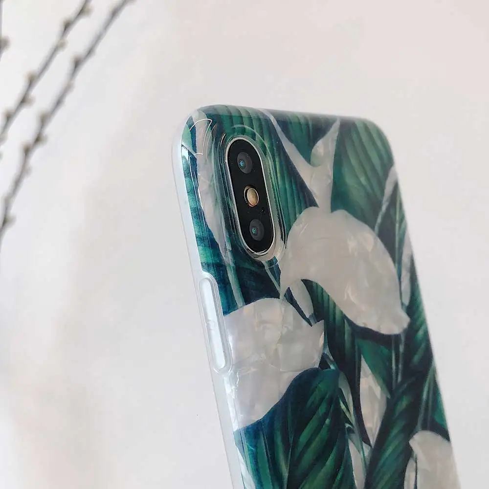 Чехол для телефона Boucho iphone XS MAX X XR Модный узор в виде раковины банановых листьев