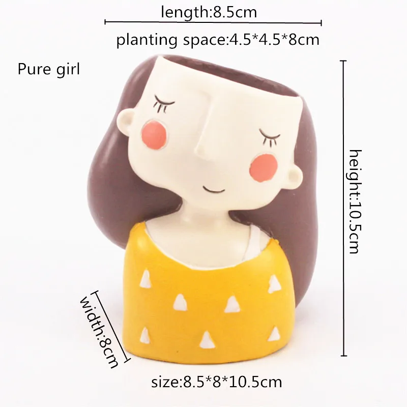 pure girl Креативные модели, искусственные цветы, полимерный цветочный горшок для суккулентных растений, милый мультяшный венок, для девочек, в горшке, для дома, офиса, стола, отеля, украшения - Цвет: pure girl