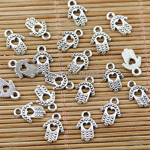 

150pcs tibetan silver tone hollow heart hand design charms EF1714