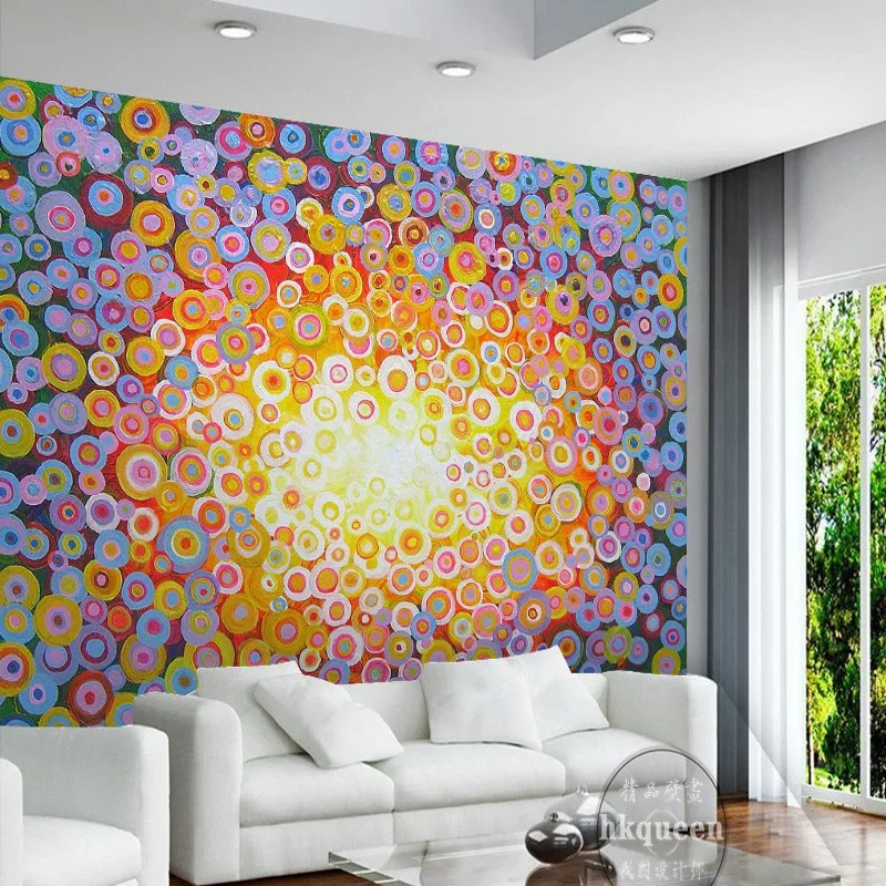 Бесплатная Доставка Великолепная золотой КТВ динамичный цвет круг шаблон фон