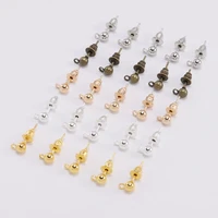 50pcs gold rhodium color ball beads stud earring ear pin post stopper earplugs for jewelry making findings diy accessories