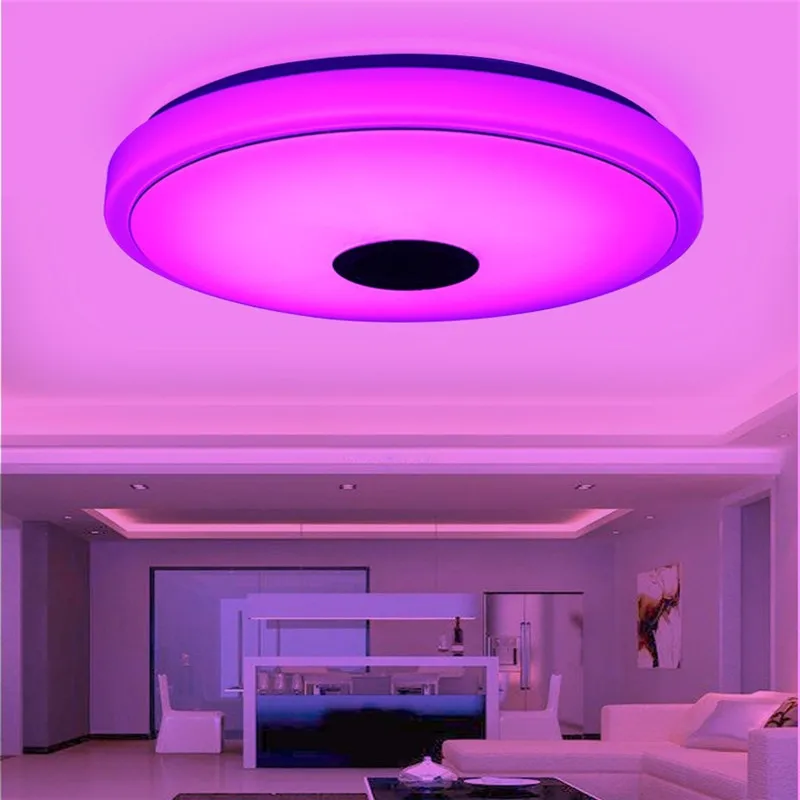 Современный светодиодный фонарь RGB Smart Blutoot h музыкальный потолочный светильник, Диммируемый 48 Вт приложение дистанционное управление свет для гостиной спальни