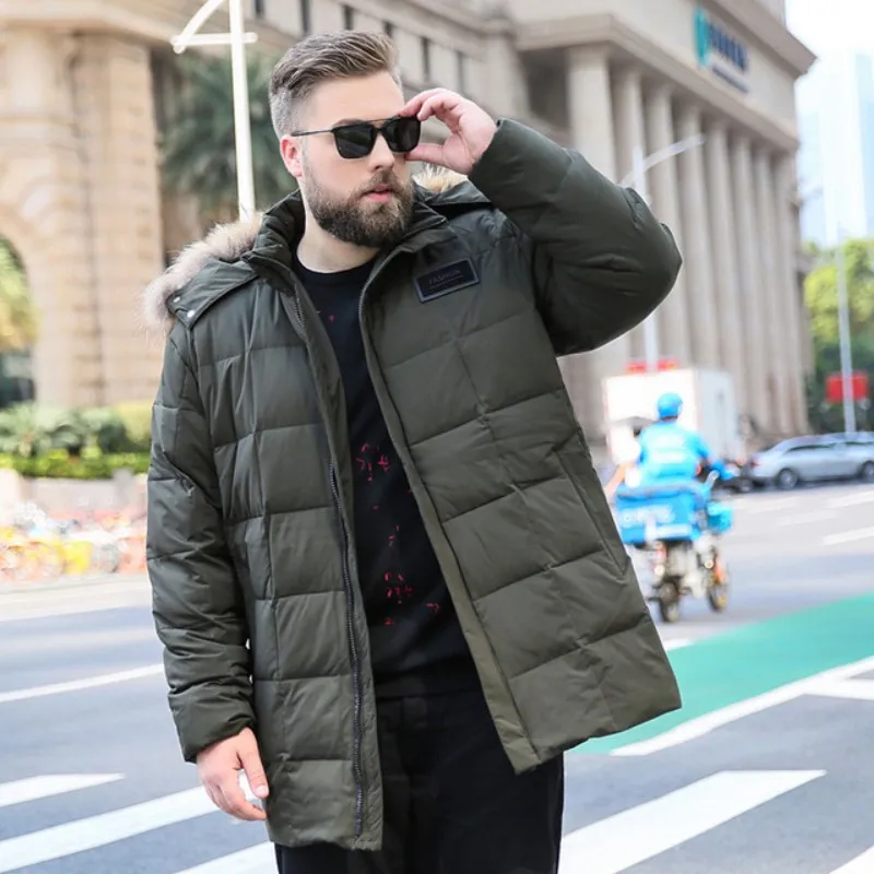 Зимнее мужское длинное теплое пальто на утином пуху модная зимняя мужская куртка