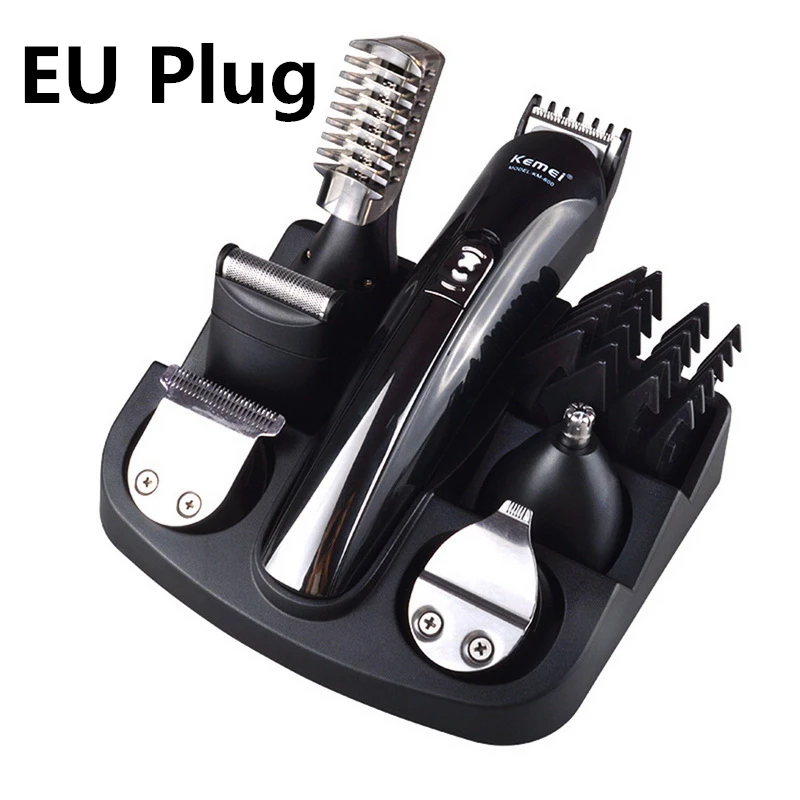 EU Plug Kemei 11 в 1 многофункциональная машинка для стрижки волос профессиональный триммер для волос Электрический триммер для бороды машинка для стрижки волос тример резак 5 - Цвет: EU Plug