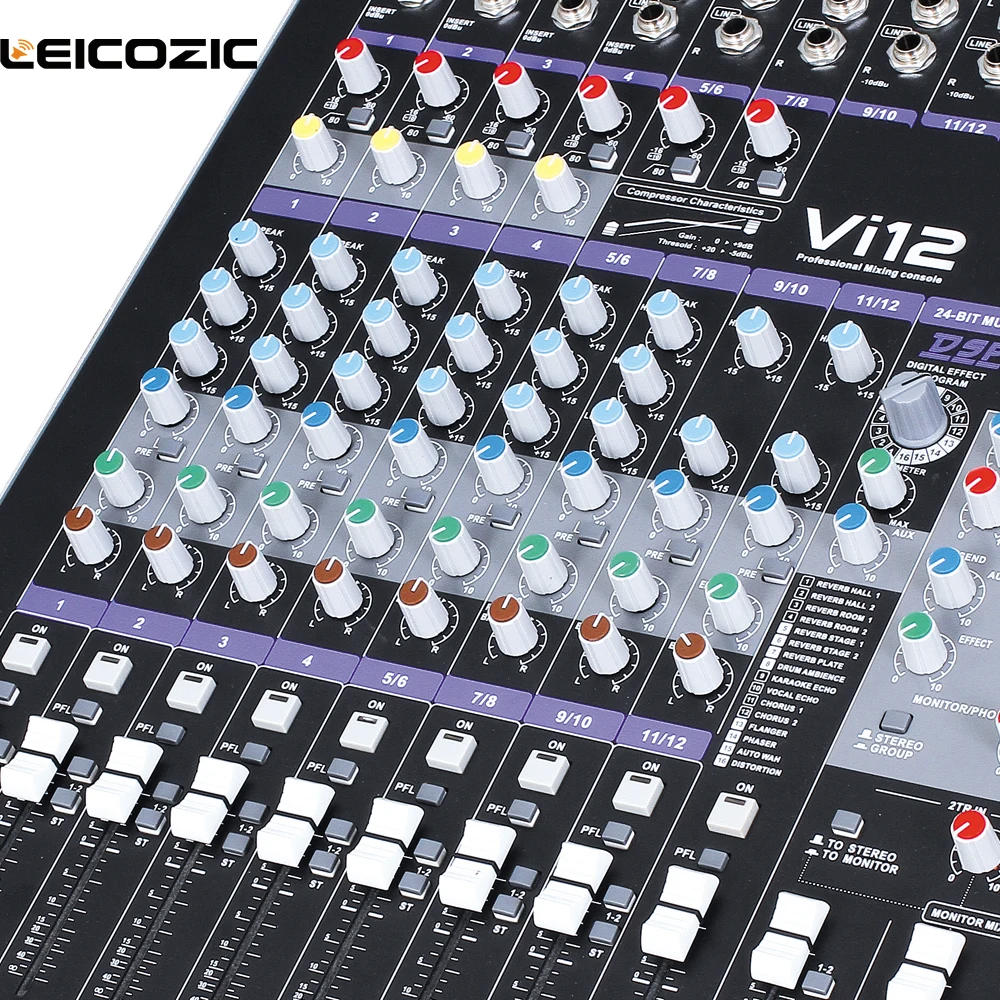 Leicozic Vi12 профессиональный звуковой микшер 12 каналов микшерный пульт сценический церковный микшер de аудио Цифровое Оборудование студии звукозаписи