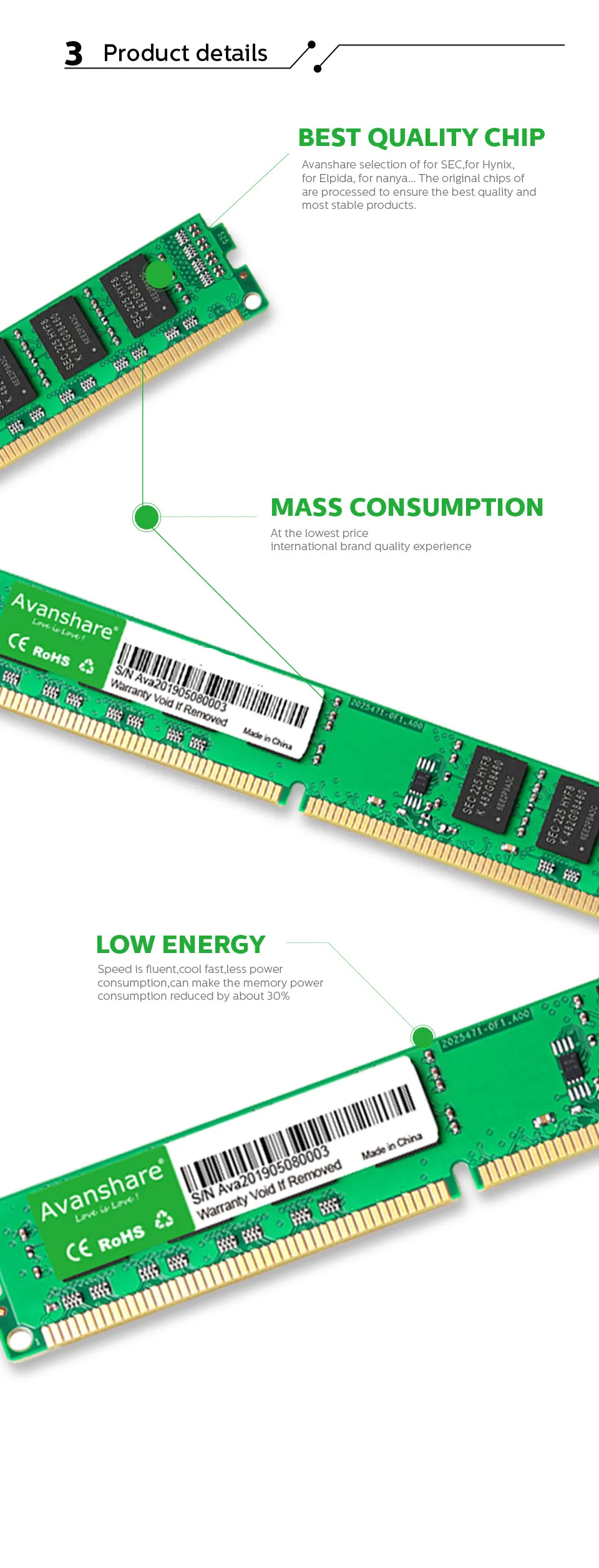 Avanshare 4 Гб(2 шт. X2GB) DDR2 2 Гб оперативной памяти 800 МГц PC2-6400U 240Pin 1,8 V CL6 память для настольного компьютера
