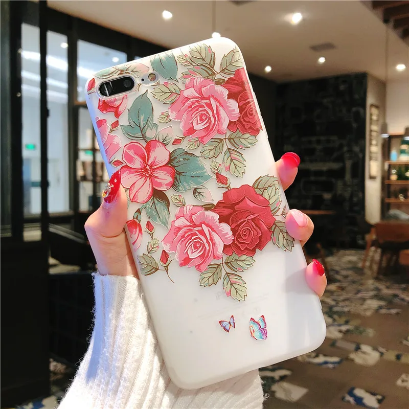 Роскошный цветок кремния чехол для телефона iPhone 7 8 Plus XS Max XR роза цветочный X 6 S