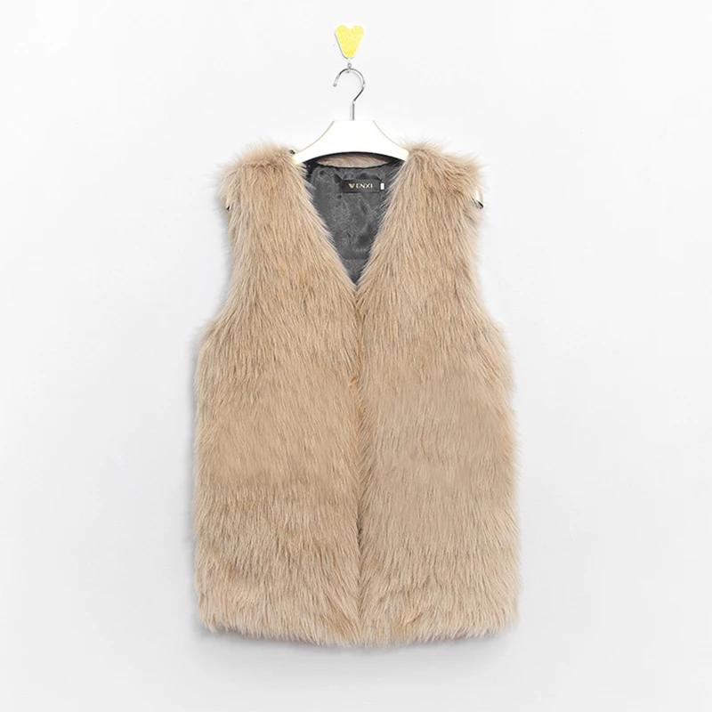 дубленки женские из искусственного лисьего меховой жилет v-шейка вырезом меховые