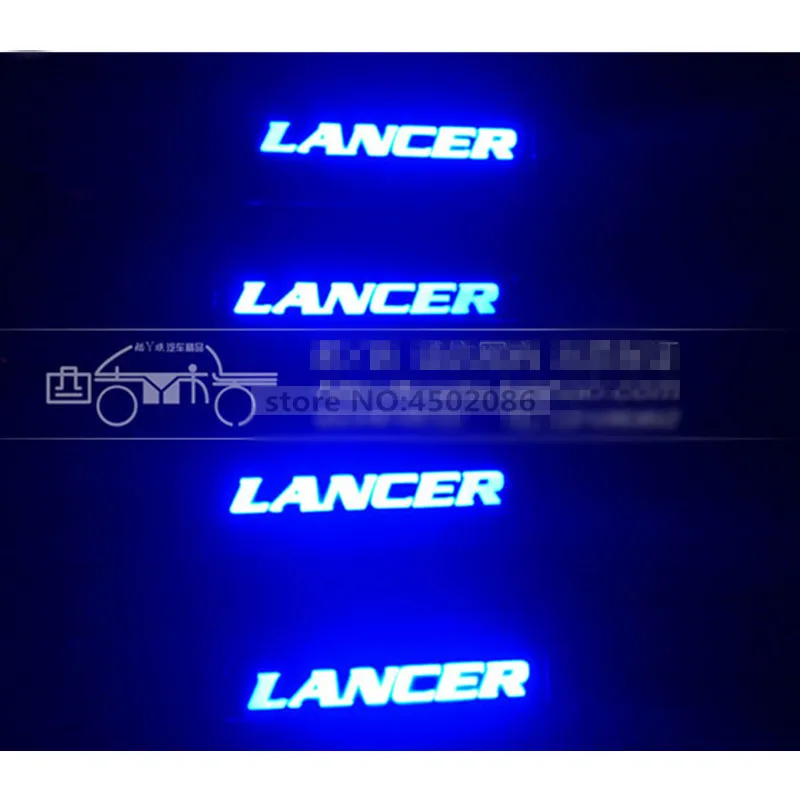 Нержавеющая сталь порога Накладка светодиодный синий для Mitsubishi Lancer 2003-2008
