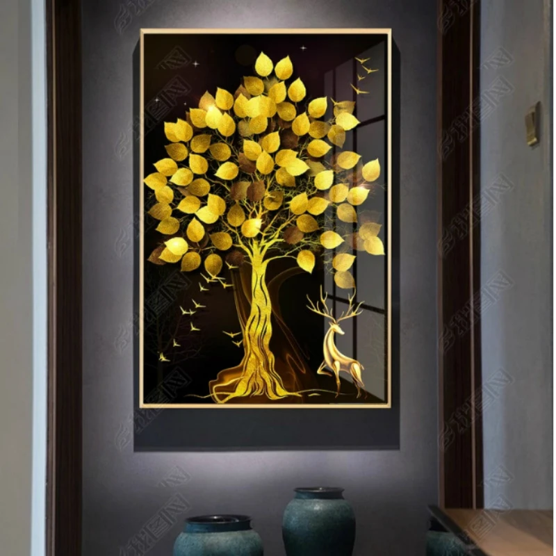 

Diamond Embroidery Mosaic Painting Cross Stitch Full Rich Tree Auspicious Elk Entrance Picture DIY 5D/3D Sale Decoration Gift