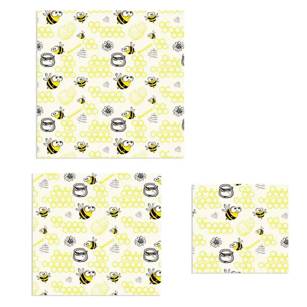 Визуальный сенсорный пчелиный принт ткань 3 размера воск обертывание