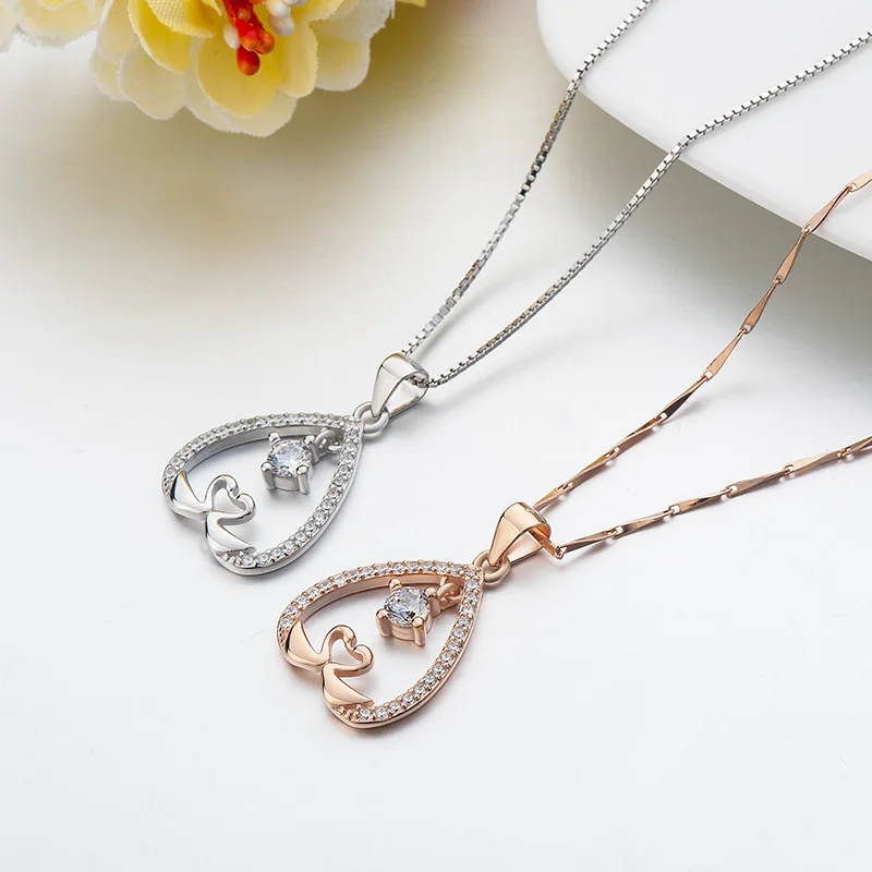 

Sterling Silver Necklace Pendant Women Jewelry Swan Pendant Love Gift Chain 925 with Box 18K Gold Plated Anniversary Pendant
