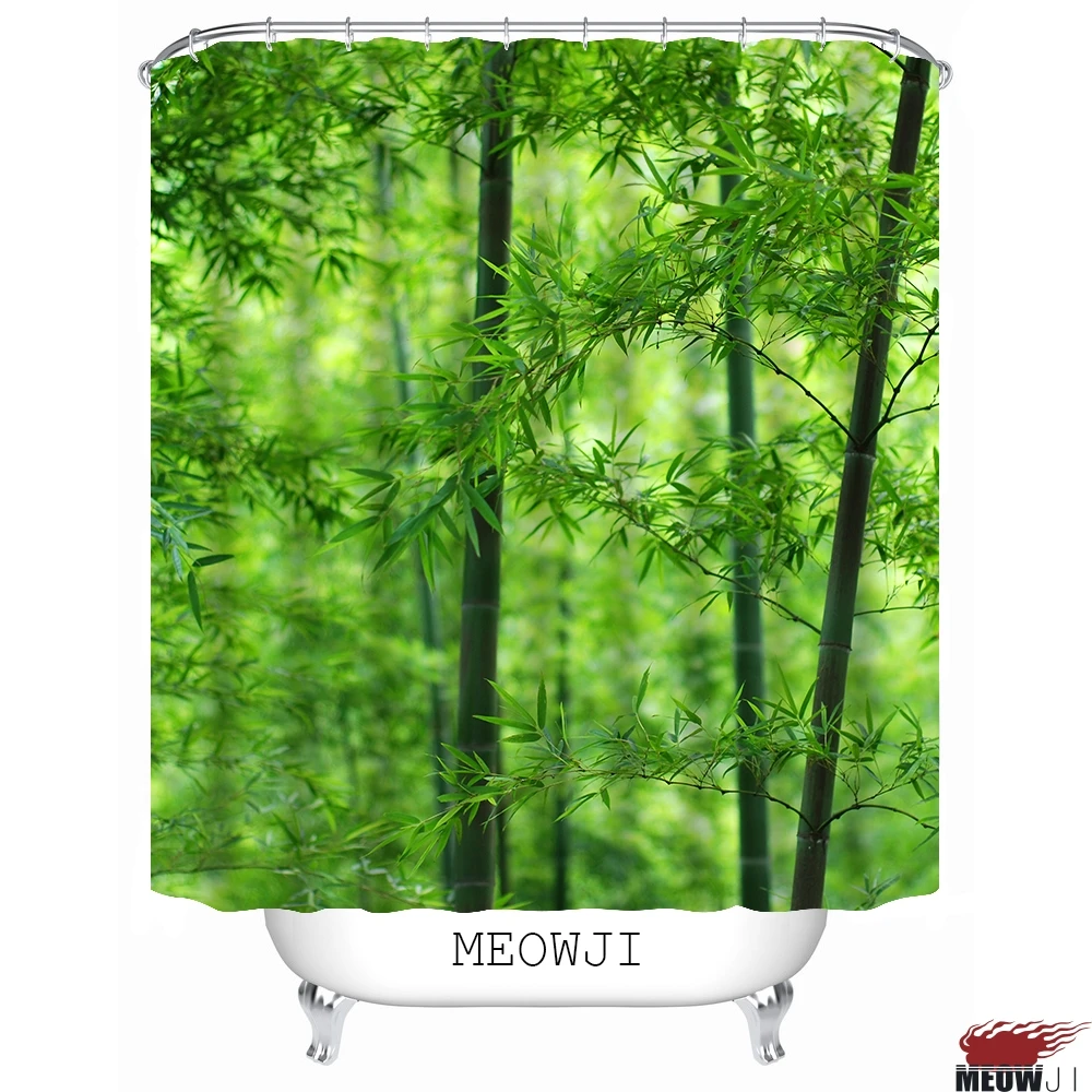 Zen элегантная свежая яркая зеленая бамбуковая занавеска для душа декор ванной