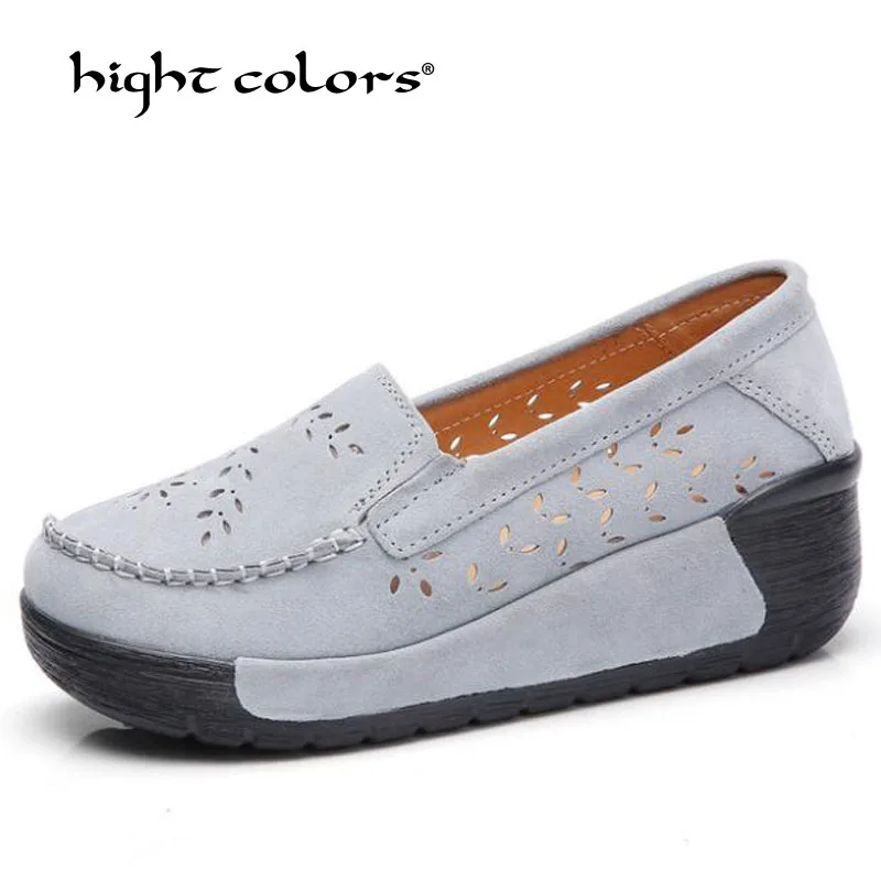 

Women Cow Suede Flats Platform Loafers Woman Creepers Lace Up Driving Moccasins Female Casual Shoes Sapato Feminino