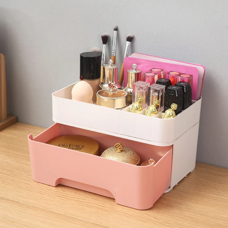 Drawer Type Storage Box Table Top Dressing Plastic Lipstick Shelves Lady Make Up Bag Cosmetic Organizer 23*14.5*13cm | Дом и сад