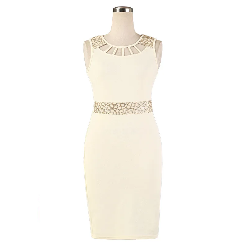 

Fashion Women Sexy Hollow Out Dresses Vestidos Bodycon Dress 2019 New Patchwork Dress Sleeveless Holiday Party Club Mini Dress