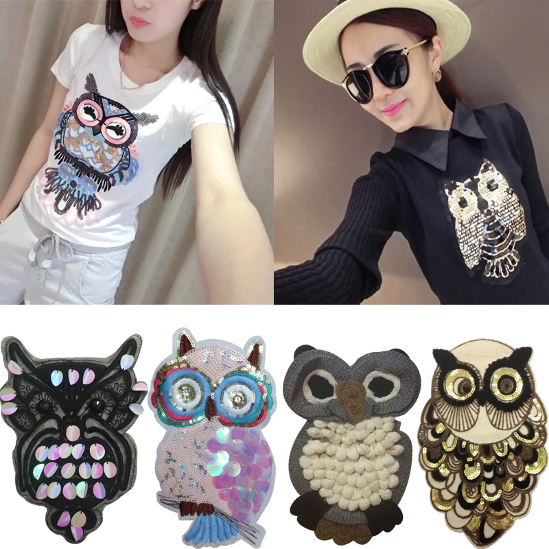 Большая тканевая этикетка закрепленная Ткань Сова патч-ап Одежда наклейки для