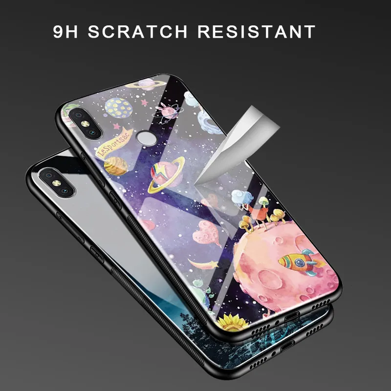Чехол для телефона из закаленного стекла Marble Star Space Xiaomi Mi 8 SE A1 A2 6X 5X Mix 2 2s Note 3 мягкий