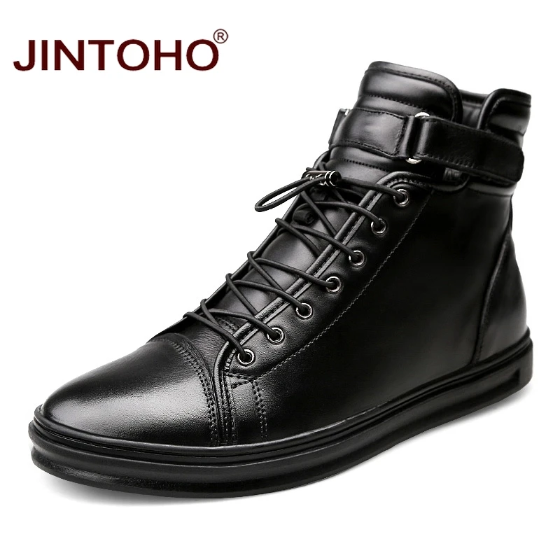 Высококачественная Зимняя мужская обувь JINTOHO из натуральной кожи брендовые