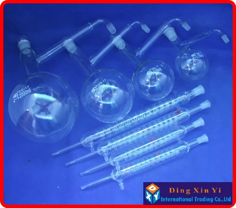 Дистилляционный аппарат 2000 мл с заземляющими стеклянными соединениями блок для