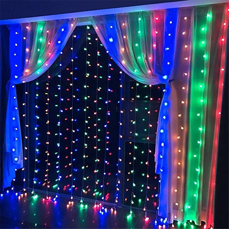 ECLH 3x3M Memory function Christmas LED Curtain Icicle String Light Indoor Drop Party Garden Stage Outdoor Decorative | Лампы и