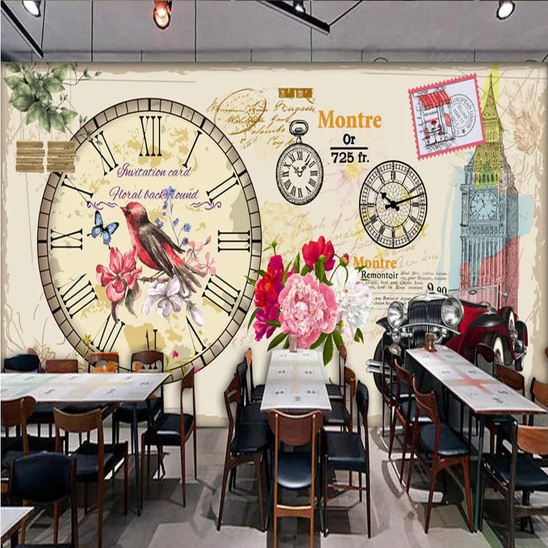 Пользовательские 3d росписи Ретро ручная роспись Лондонский автомобиль обои