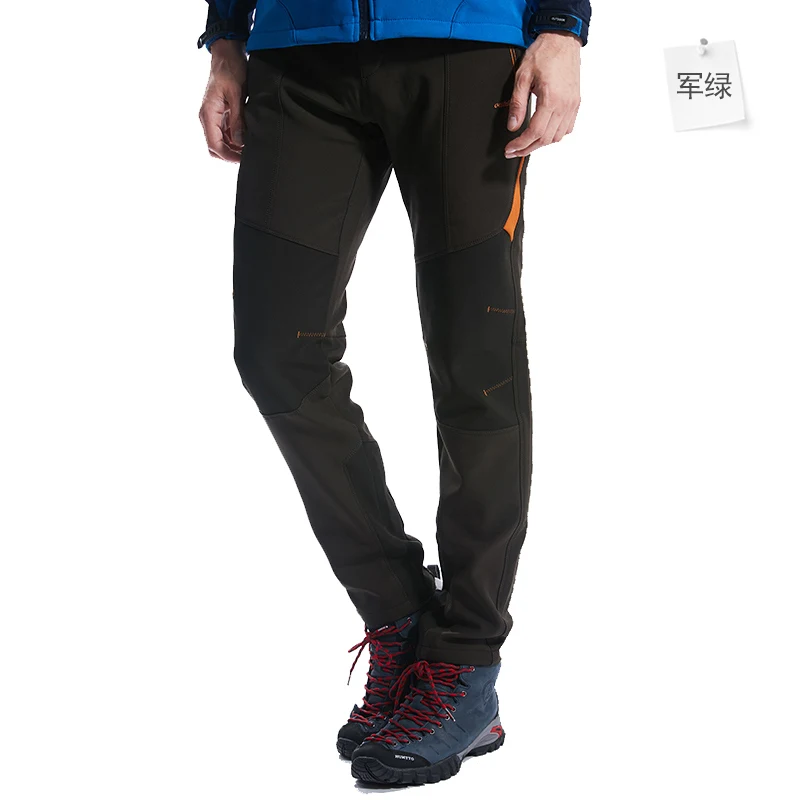 army green pants Модные уличные штаны, зимние теплые мужские Походные штаны, уличные флисовые брюки, водонепроницаемые термо штаны для кемпинга, альпинизма 1817A - Цвет: army green pants
