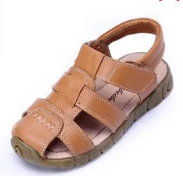 Настоящие кожаные кроссовки с резиновой подошвой детские сандалии спортивная