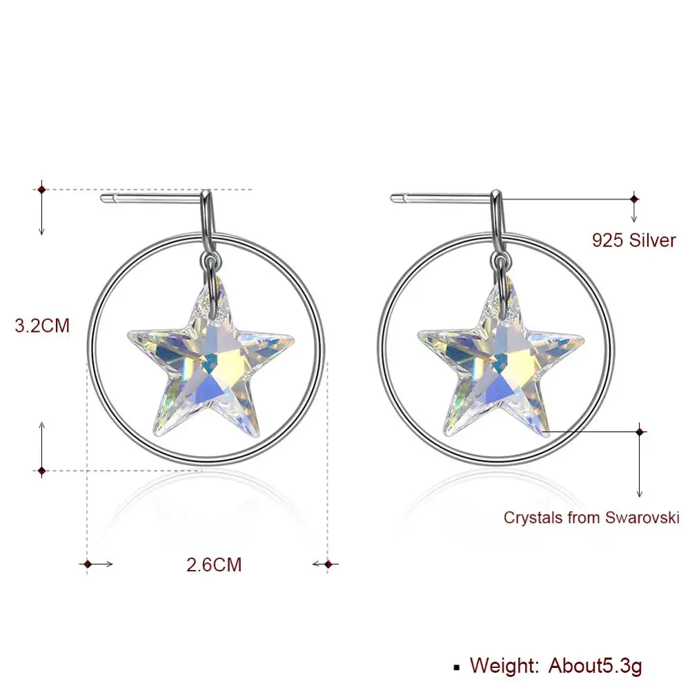 Серьги-подвески женские из серебра 925 пробы с кристаллами