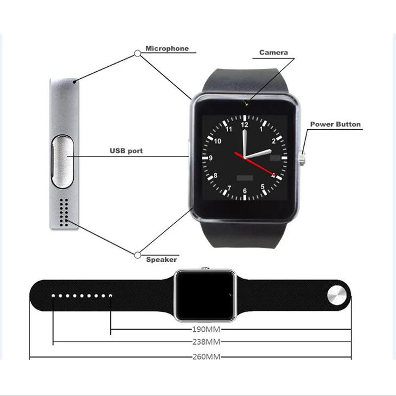 Zaoyiexport Bluetooth Smart Watch gt08 Носимых устройств поддержка SIM карты памяти для iphone huaiwei Xiaomi