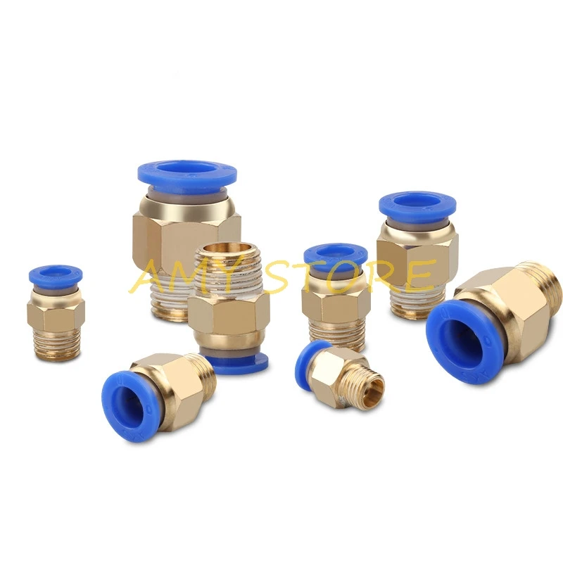 1 шт. PC1/8 'Ƈ/4'' 3/8 'Ƈ/2'' Male 4 6 8 10 12 мм прямой нажимной фитинг BSP резьбовой