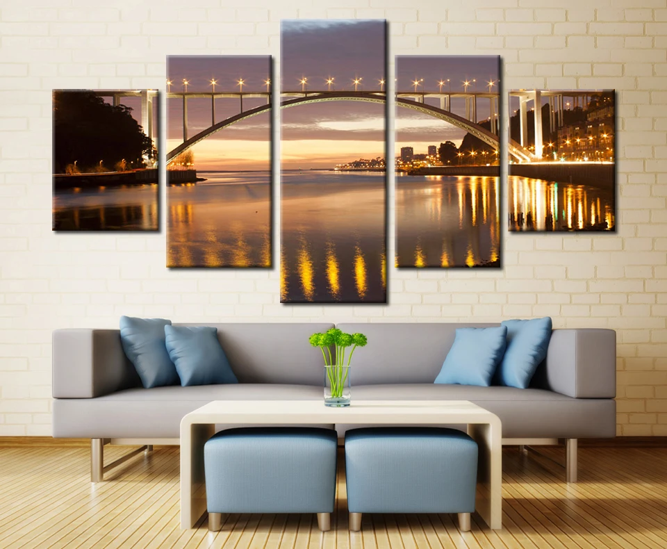 Картина на холсте Ночной мост для гостиной 5 шт.|picture for living room|wall picturespainting picture |