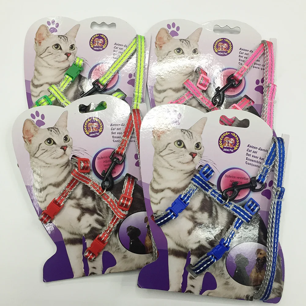

120pcs/lot Reflective Dog Cat Collar Nylon Night Safe Collars Padded Metal Adjustable Buckle pet Harness For Small Medium Cats
