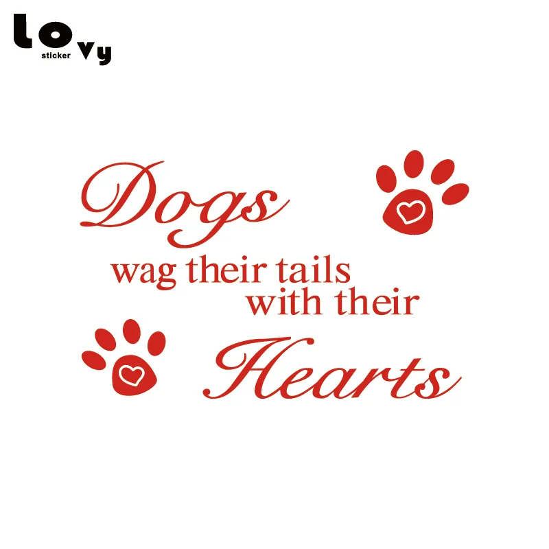Собачьи хвосты с сердечками виниловая настенная наклейка животным цитатой