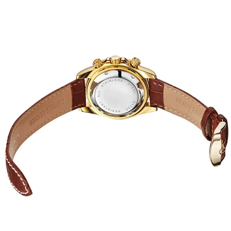 OUYAWEI автоматические мужские часы Montre Homme с кожаным ремешком водонепроницаемые