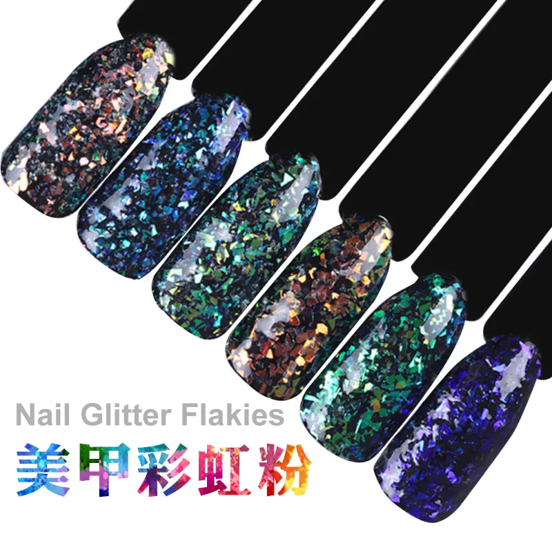 Modelones 6 цветов блестящие Необычные блестящие украшения для ногтей DIY Nail Art Flakies Блестки для ногтей красочные аксессуары для ногтей