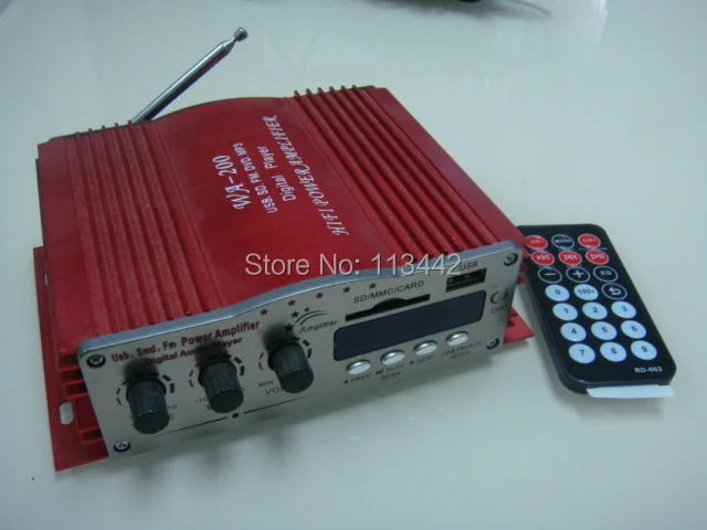 WA200 4-канальный автомобилей мини Hi-Fi стерео Усилитель Мощность AMP FM радио USB SD плеер