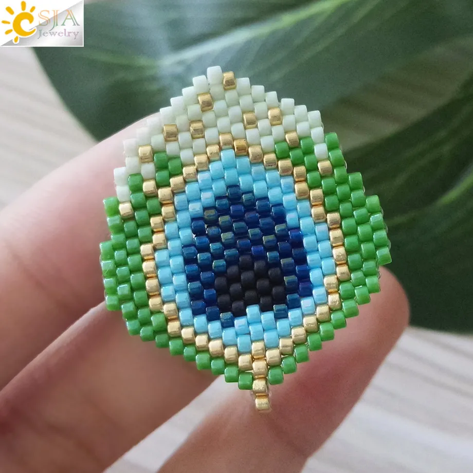CSJA Peacock Feather Shaped Charms Miyuki Seed Beads Braided Chic Pendant for Earring Necklace Bracelet DIY Making Jewelry S331 | Украшения